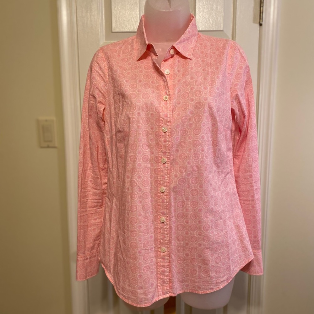 J. Crew - Woman’s pink & white pattern button down untuck shirt, Size: XS